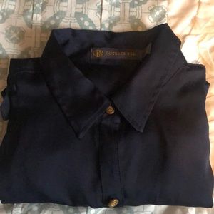 Navy blue satin button shirt